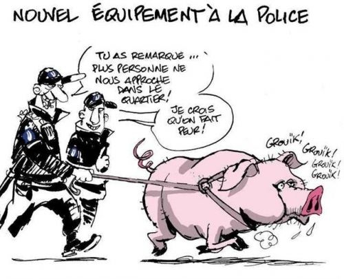 police,cochon,dessin,islam,banlieue,immigration